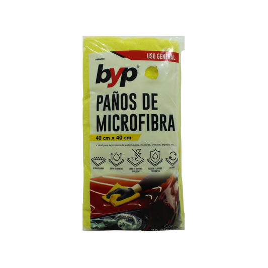 Paños de microfibra BYP amarillos 40x40 cm, súper absorbentes, sin rayones, para limpieza de auto y hogar, paquete de 36.