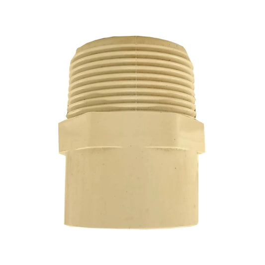 Conector CPVC 1" (25mm) rosca exterior macho, adaptador de tubería, color beige