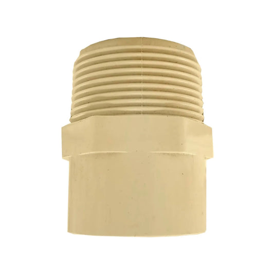 Conector CPVC macho rosca exterior 1/2 pulgada (13 mm) color beige para tuberías de plomería