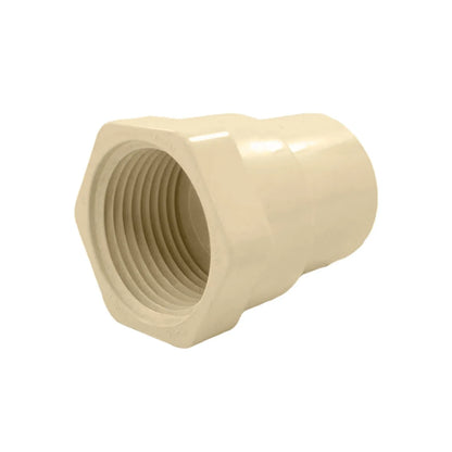 Conector CPVC rosca interior hembra 1 pulgada (25 mm) beige para tuberías de agua caliente.