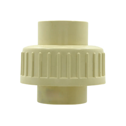 Tuerca unión CPVC beige 1 pulgada (25mm) con agarre estriado para conexiones de plomería