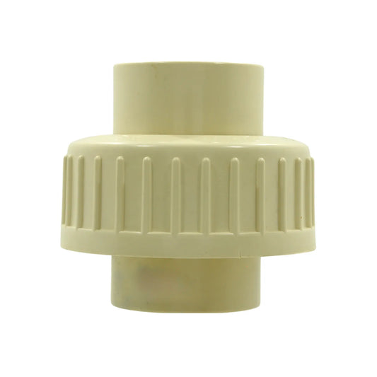 Tuerca unión CPVC beige 1 pulgada (25mm) con agarre estriado para conexiones de plomería