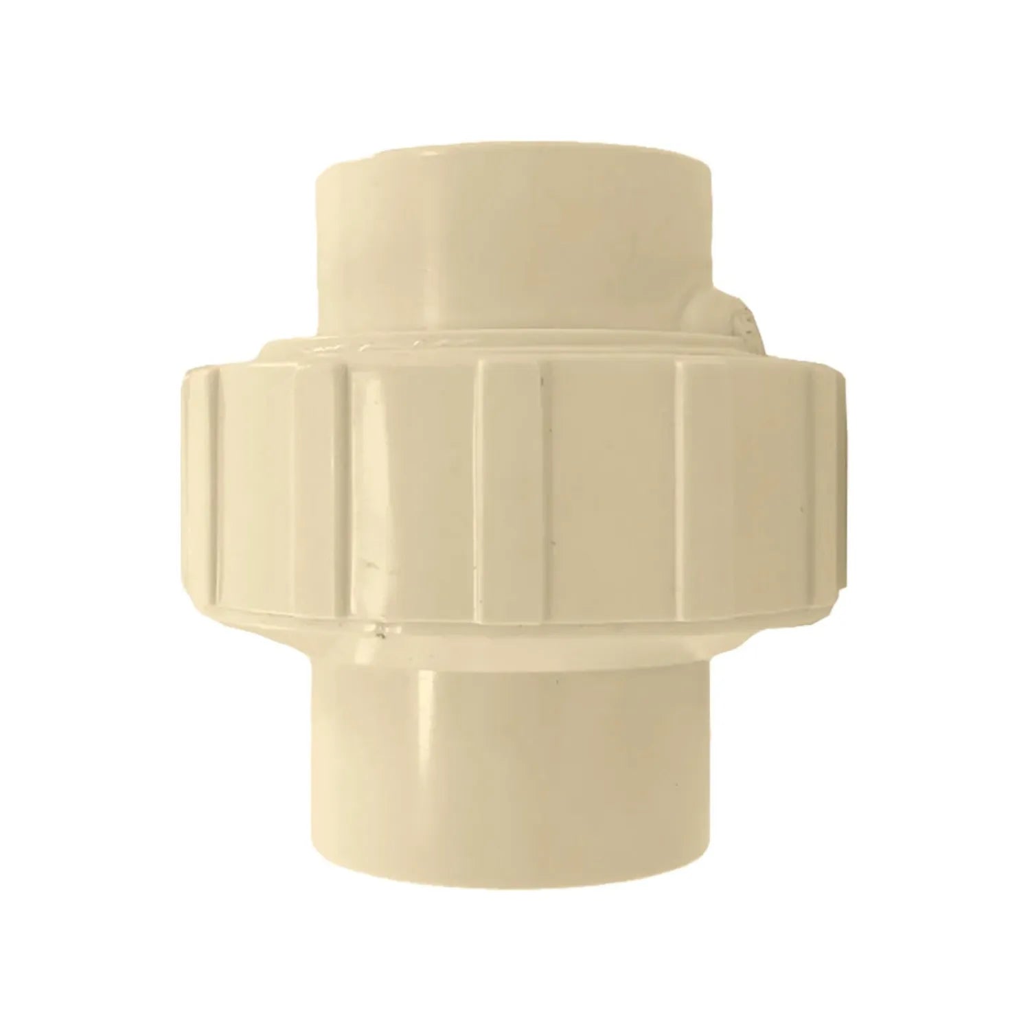Tuerca unión CPVC 3/4 pulgada color crema, acople desmontable para sistemas de tuberías de agua