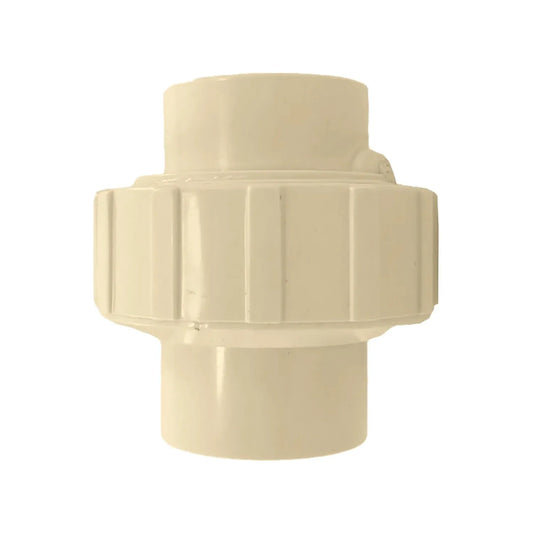 Tuerca unión CPVC 3/4 pulgada color crema, acople desmontable para sistemas de tuberías de agua