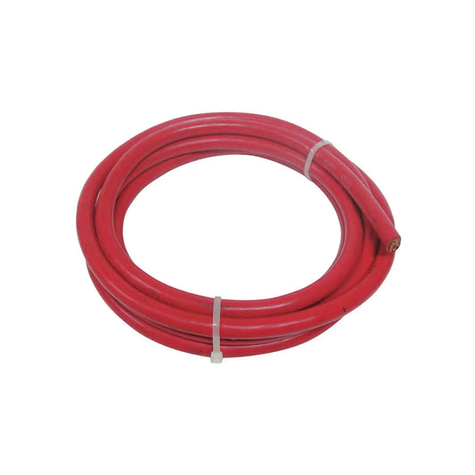 Rollo de cable eléctrico rojo de cobre calibre grueso para instalaciones automotrices o industriales en espiral con cinchos