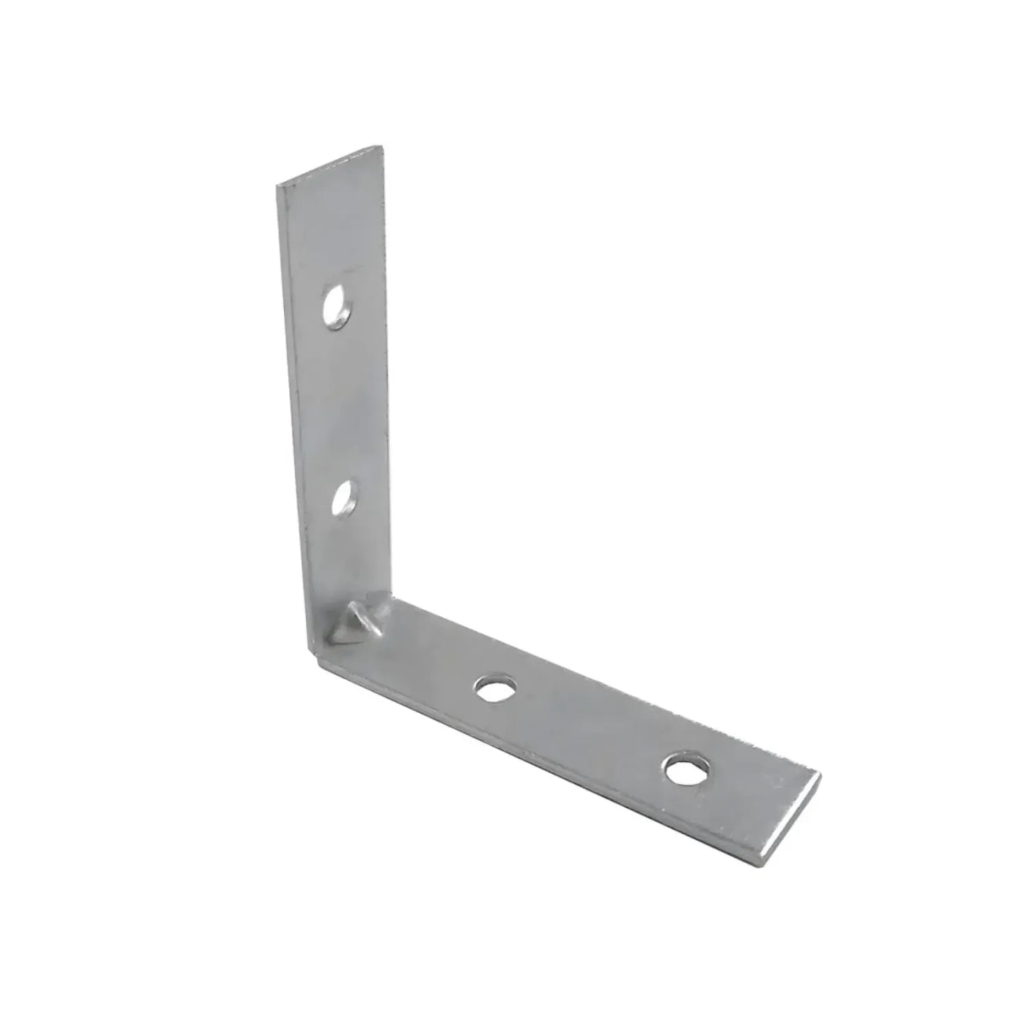 Escuadra metálica de refuerzo en L de acero galvanizado con 4 perforaciones para unión de madera y carpintería