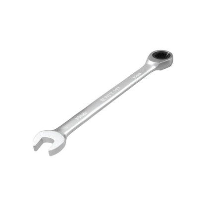 Llave combinada de trinquete EMTDP 10mm, boca fija y anillo de engranaje, acabado cromado.