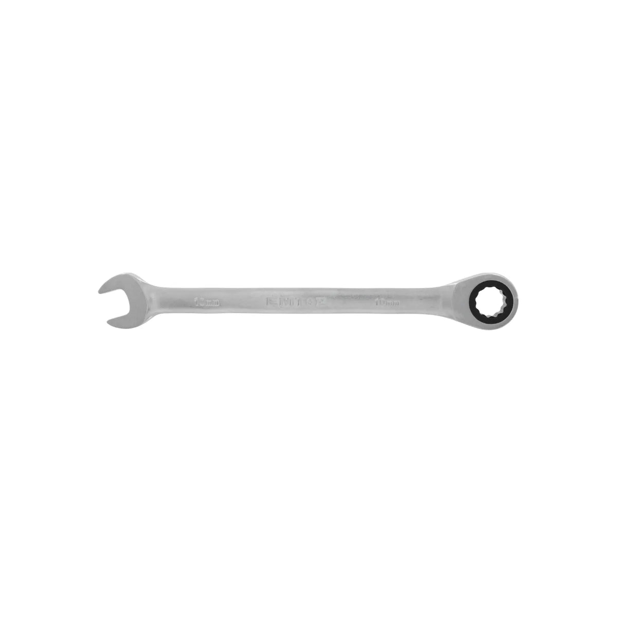 Llave combinada matraca EMTG 10mm acabado cromado, herramienta manual para ajuste de tuercas y tornillos.