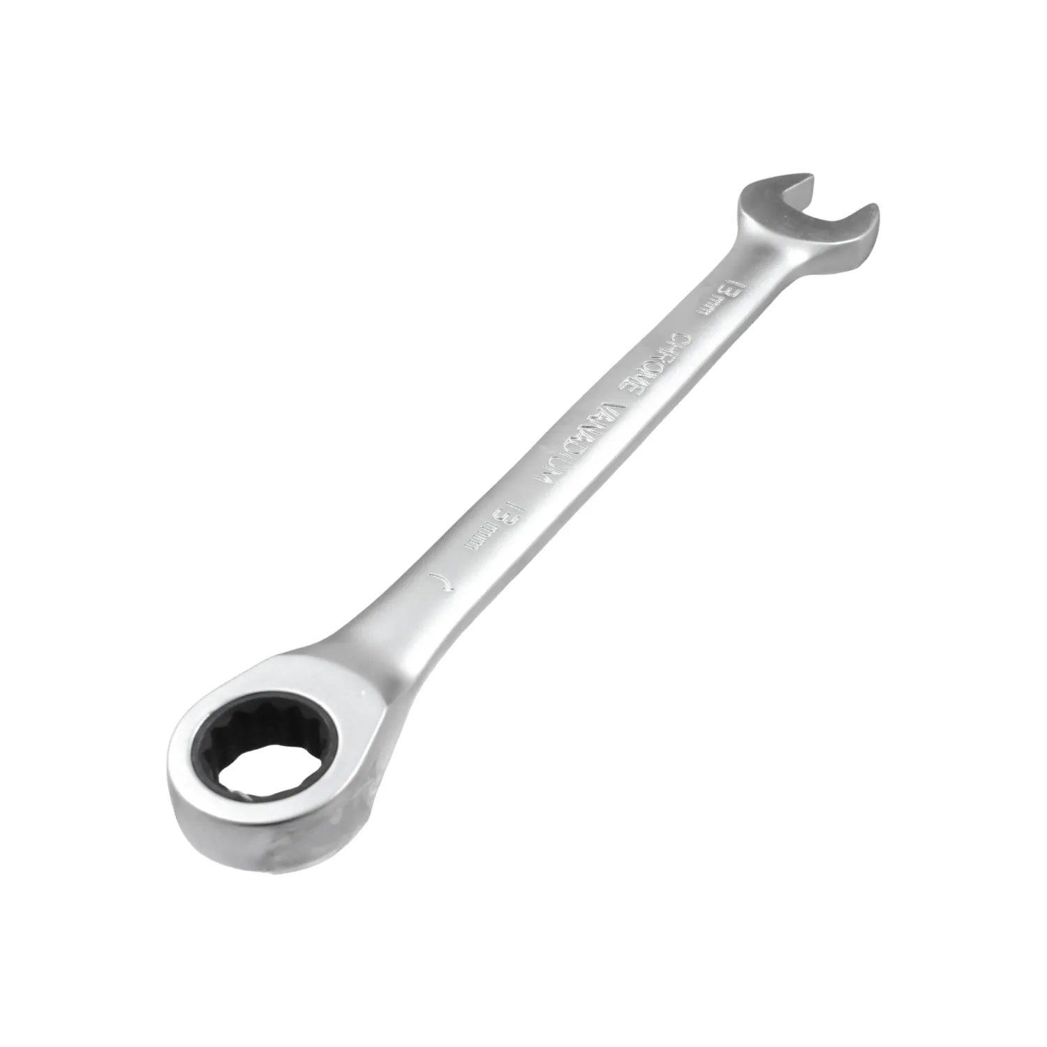 Llave combinada de carraca 13mm cromada, cromo vanadio, con extremos abierto y de trinquete