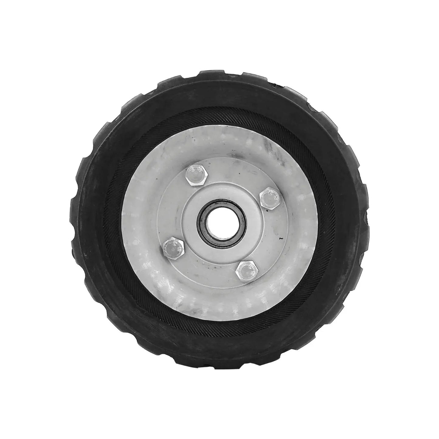 Rueda de repuesto para diablo 6 pulgadas, llanta de caucho negra con balero y eje metálico