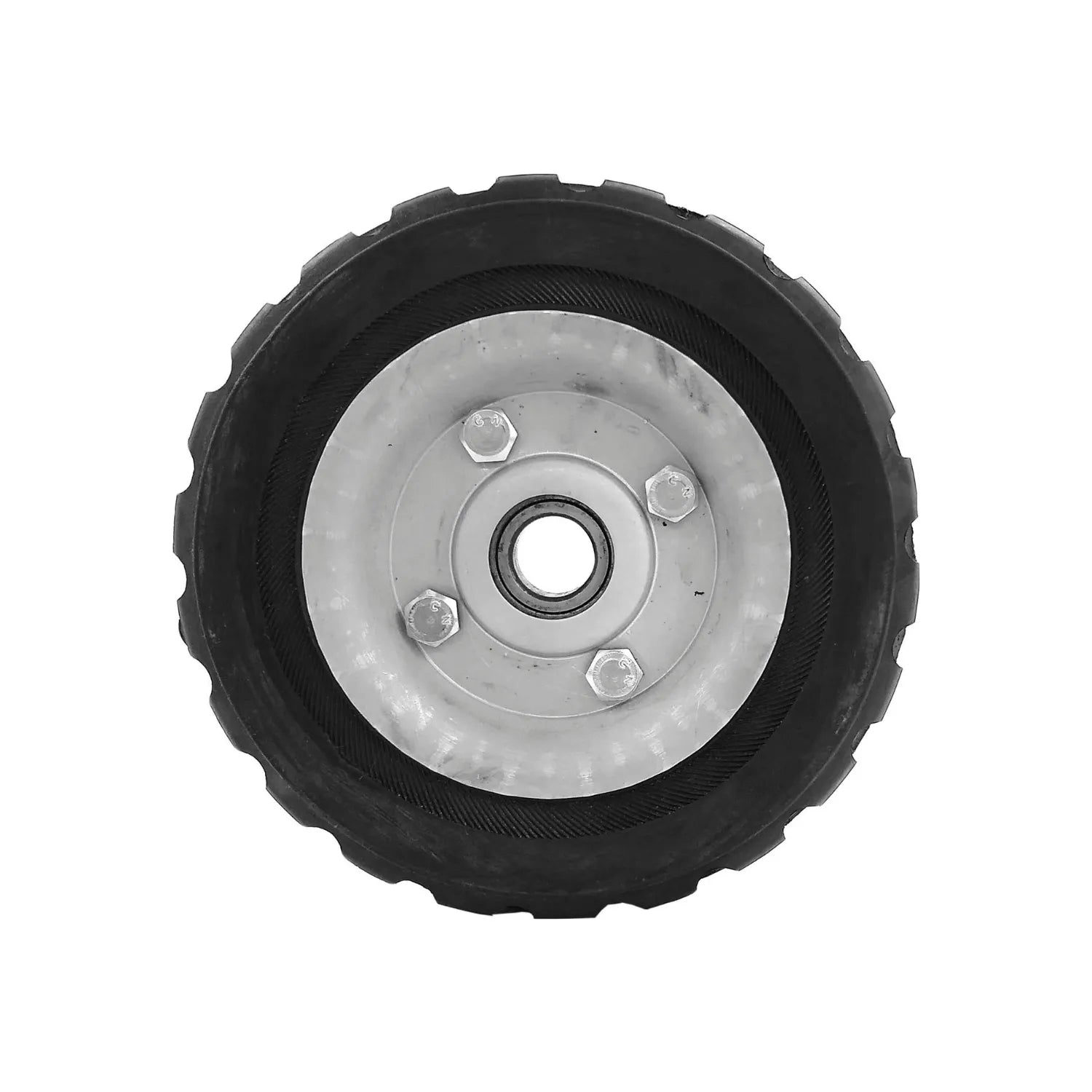 Rueda de repuesto para diablo 6 pulgadas, llanta de caucho negra con balero y eje metálico