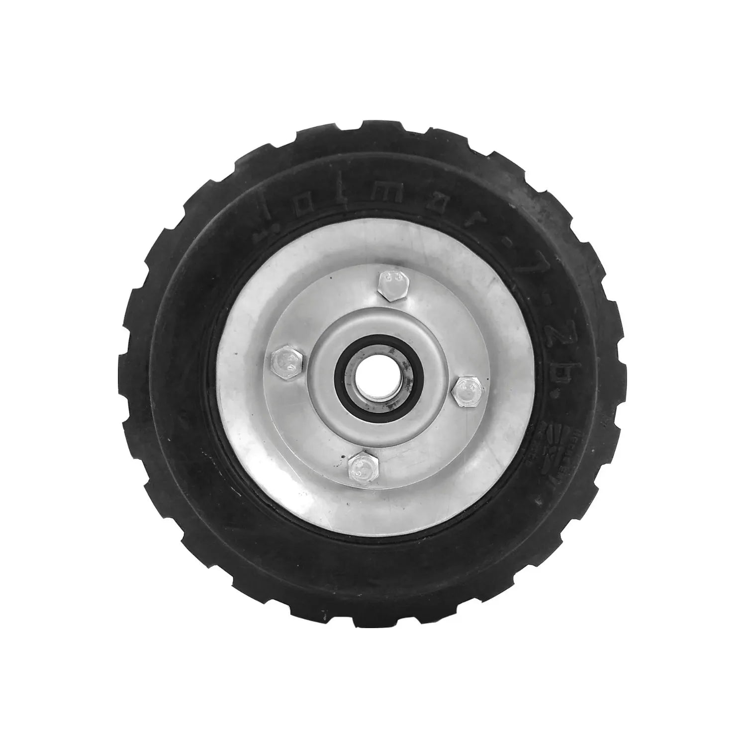 Rueda para diablo Jolmar negra 7 pulgadas con 2 baleros, banda de rodadura y centro metálico