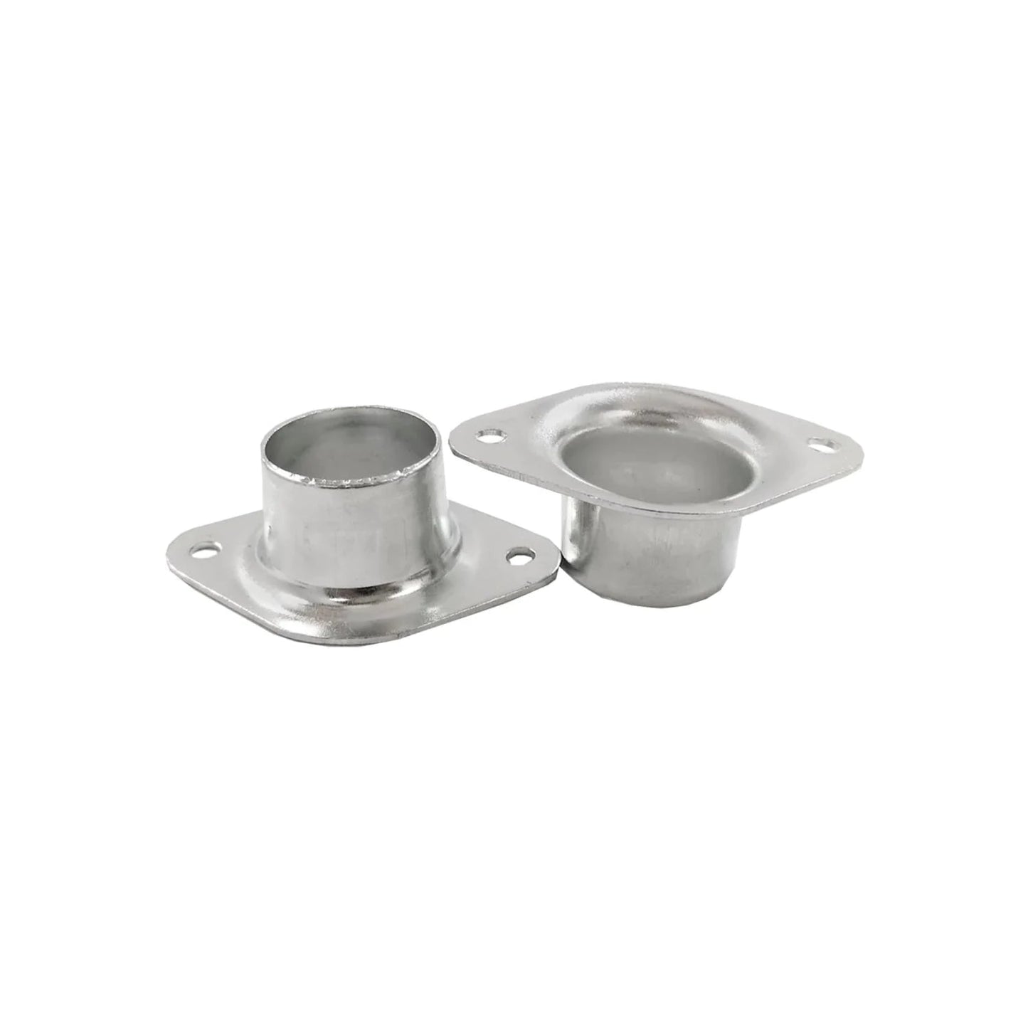 Brida niquelada con base cuadrada y cuello redondo, para montaje, 2 piezas