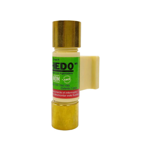 Fusible Clase H Ahedo 30 amperes con agarradera, cuerpo crema y terminales doradas para protección eléctrica