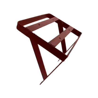 Soporte metálico de pared color terracota para estantería con diseño angular reforzado y perforaciones de montaje