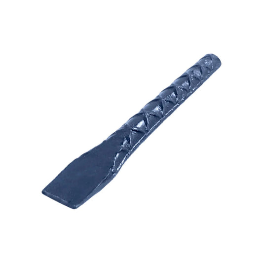 Cincel plano de varilla gris oscuro con mango texturizado para remover azulejos y baldosas