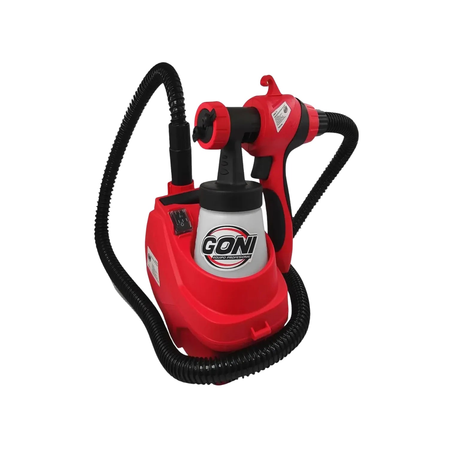Pistola de pintar eléctrica Goni HVLP roja con compresor portátil y depósito de 800 ml para acabados profesionales