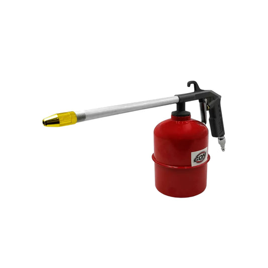 Pistola de limpieza neumática Goni con recipiente rojo de 1 litro y boquilla dorada para aire comprimido