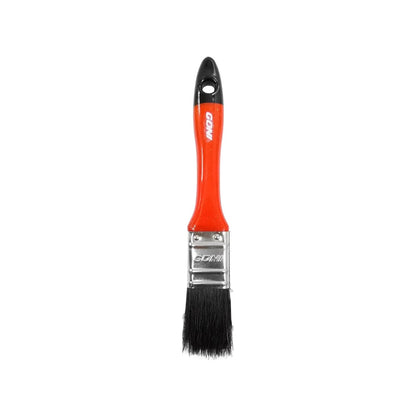 Brocha Goni de 1 pulgada con mango plástico naranja y cerdas negras, ideal para aplicación de pintura