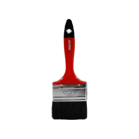 Brocha de pintura Goni de 3 pulgadas con mango rojo y cerdas negras para uso general