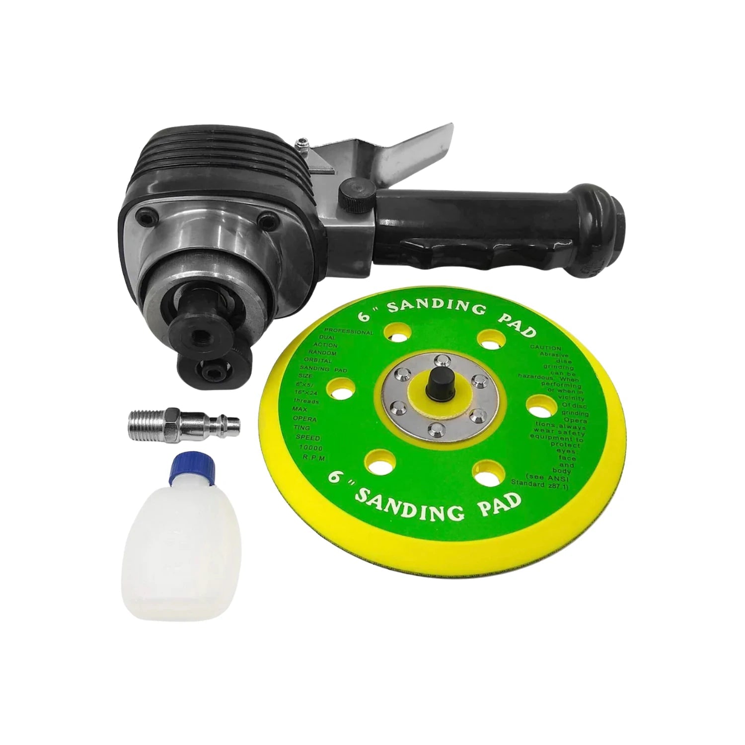 Lijadora pulidora neumática orbital aleatoria 6", kit profesional con plato de lijado, conector y aceite