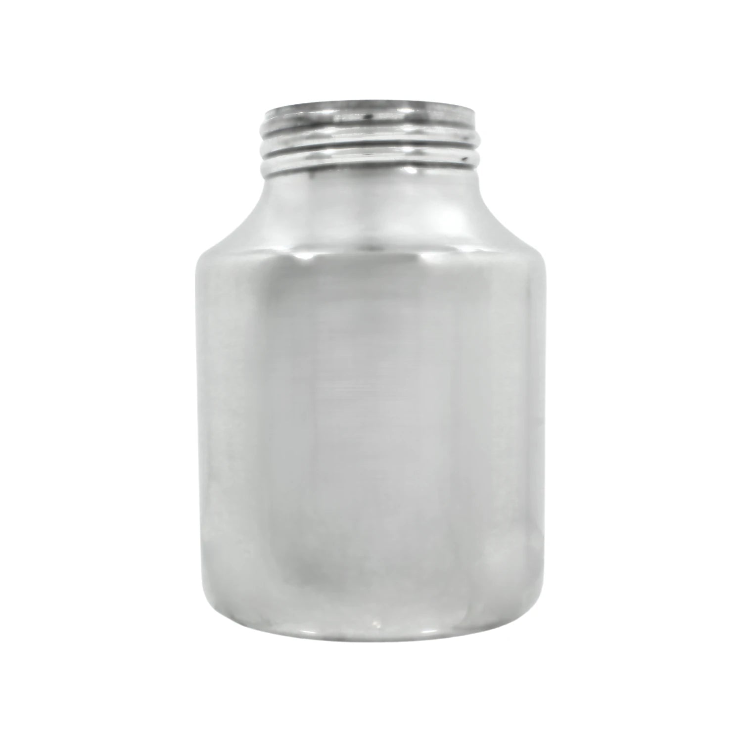 Vaso de aluminio plateado con rosca para pistola de pintar, resistente y duradero