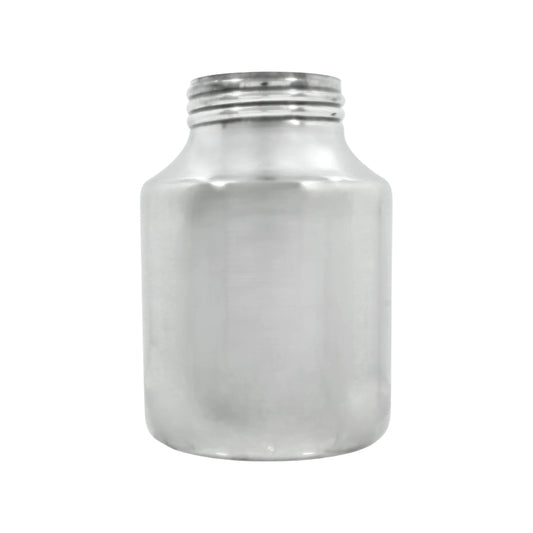 Vaso de aluminio plateado con rosca para pistola de pintar, resistente y duradero