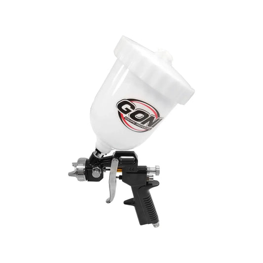 Pistola para pintar de gravedad Goni 600ml híbrida, color negro y blanco, para uso profesional