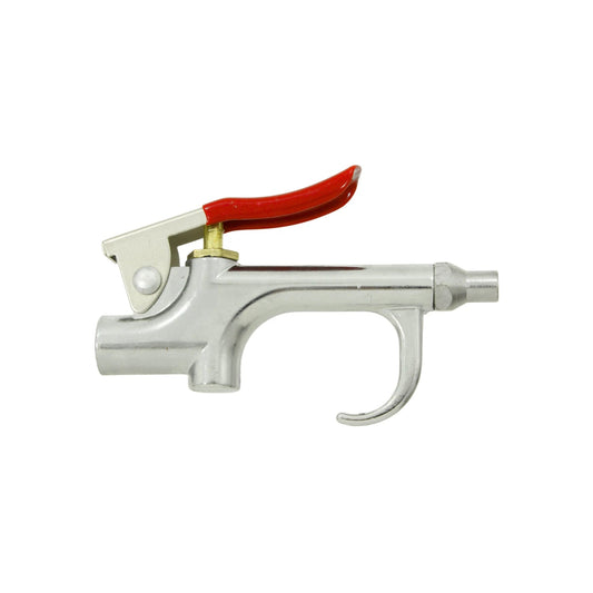 Pistola para sopletear de aire comprimido cromada con gatillo rojo y gancho, herramienta neumática compacta