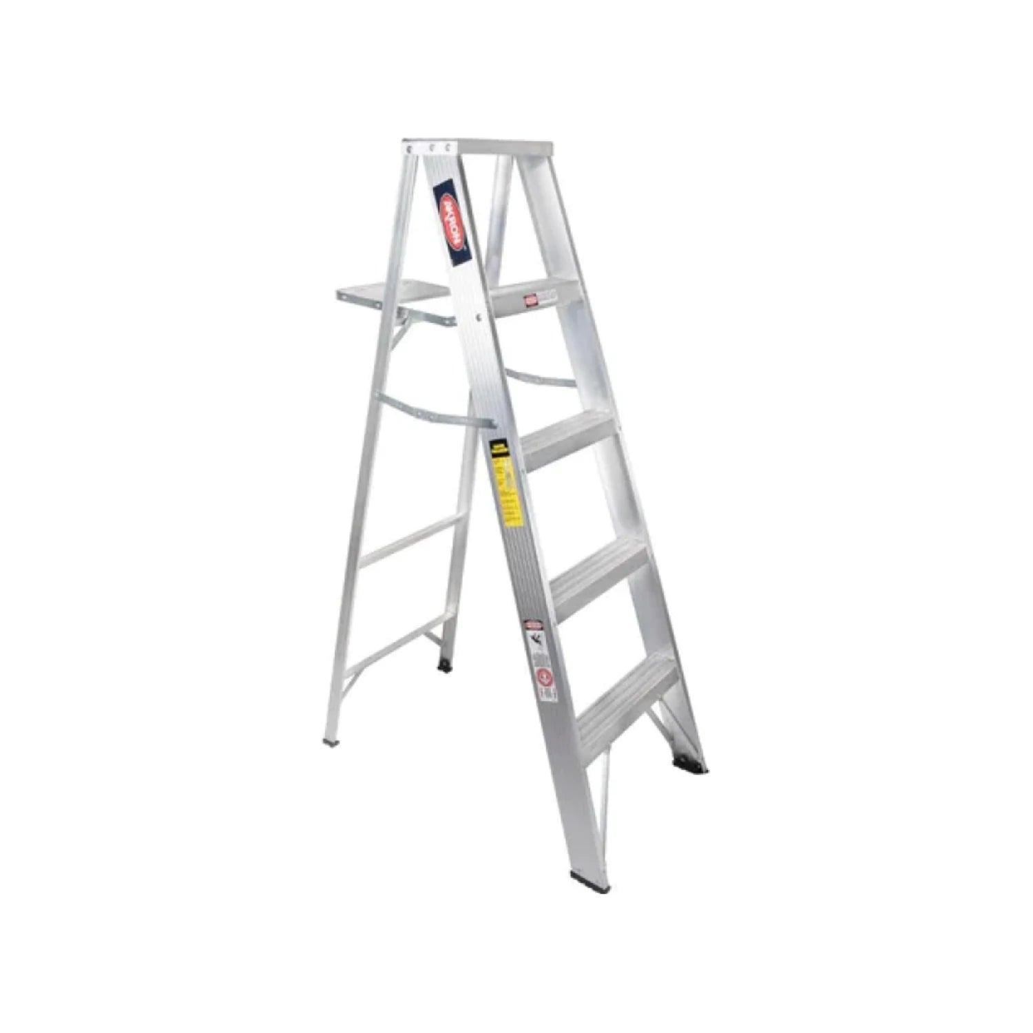 Escalera de tijera de aluminio Akron, 4 peldaños, con bandeja de herramientas
