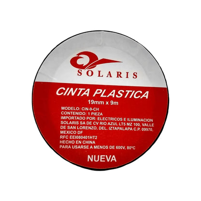 Cinta de aislar negra 9 m Solaris