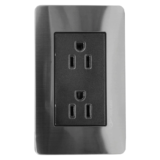 Placa 2 contactos negra cromo Solaris AL61NG