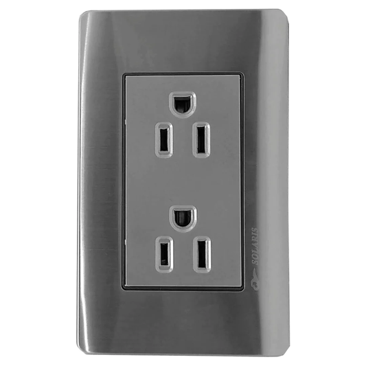 Placa 2 contactos gris cromo Solaris AL61GR