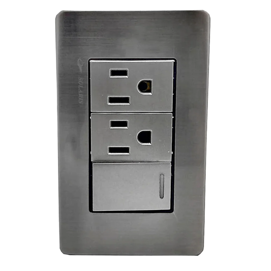 Placa 1 apagador/2 contactos gris cromo Solaris AL612GR