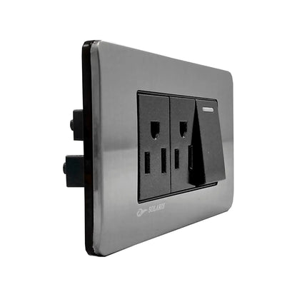 Placa 1 apagador/2 contacto negro cromo Solaris AL612NG