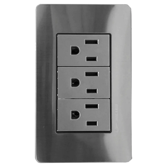 Placa 3 contactos gris cromo Solaris AL613GR