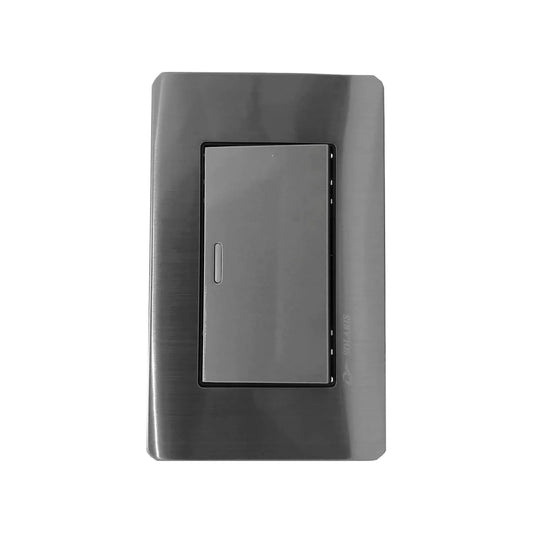 Placa de apagador de luz Solaris de un módulo, color gris cromo, para interruptor de escalera