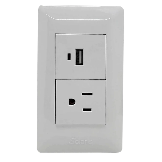 Placa 1 contacto/1 USB blanca Solaris WB-61USB ultra