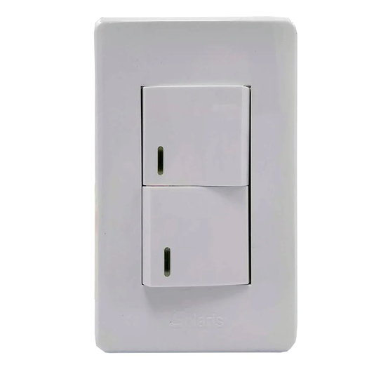 Placa 1 apagador/1 apagador escalera blanca Solaris 862DBC