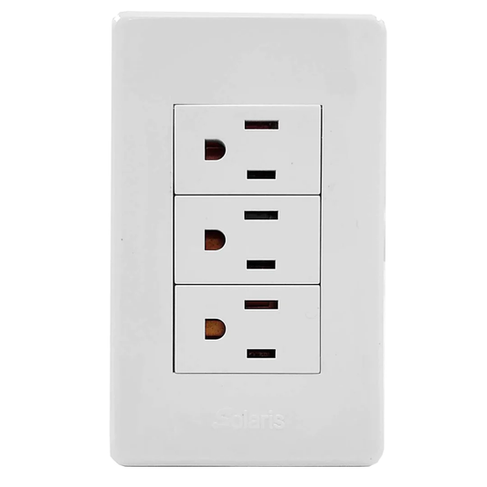 Placa 3 contactos blanca Solaris 86613BC