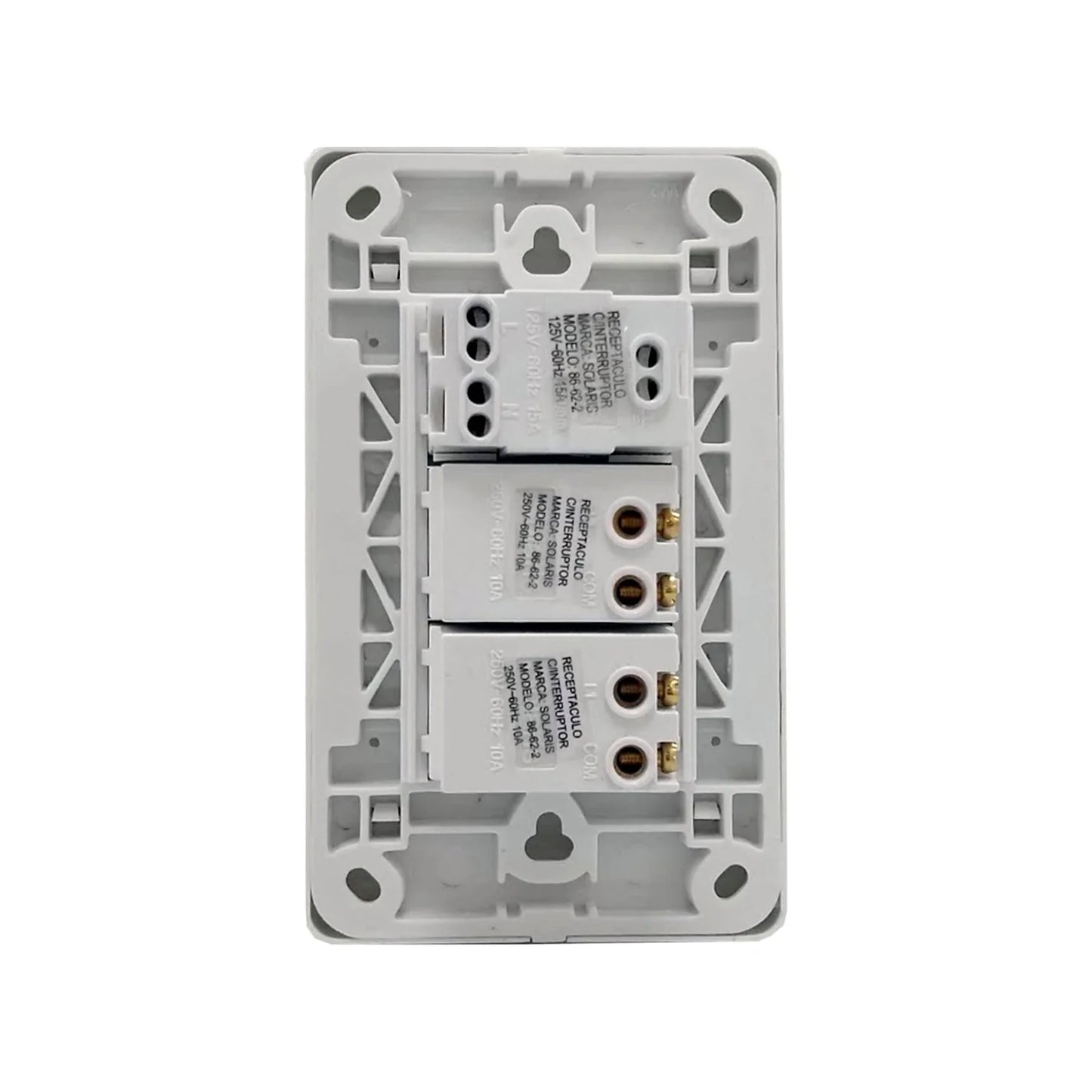 Placa 2 apagadores/1 contacto blanca Solaris 86622BC