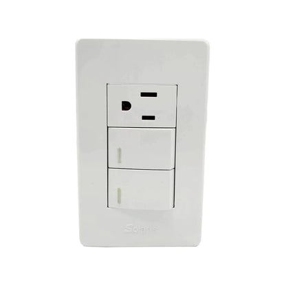Placa 2 apagadores/1 contacto blanca Solaris 86622BC