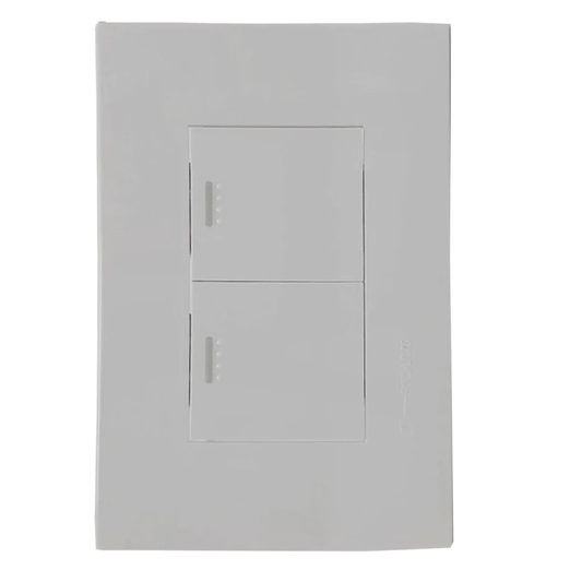 Placa 2 apagadores escalera blanca push Solaris L-002