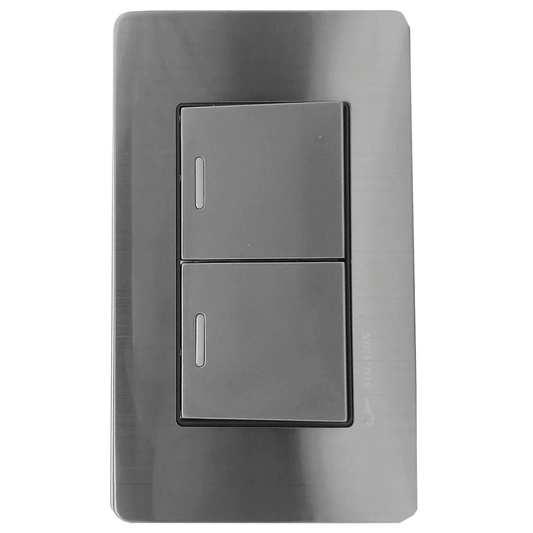 Placa 2 apagadores escalera gris cromo Solaris 2-AL-2-GR