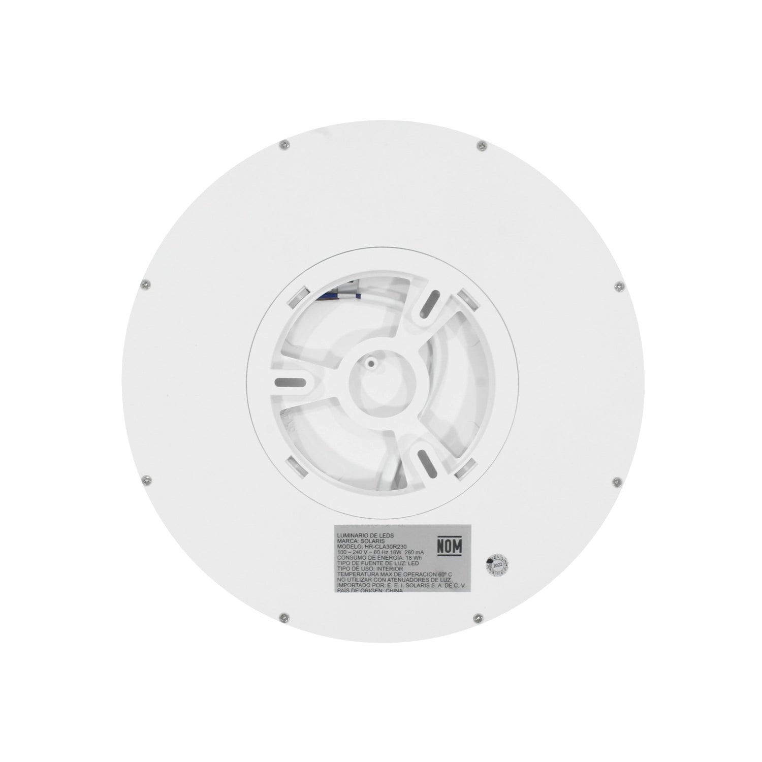 Lámpara panel LED redonda de sobreponer 18W blanca marca Solaris para uso interior