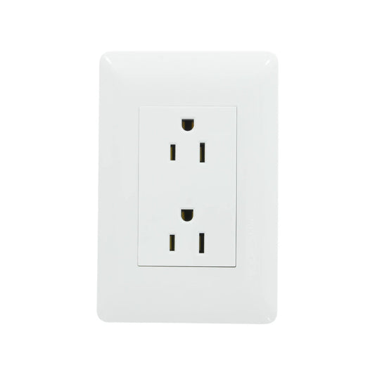 Placa dúplex blanca, toma de corriente doble para pared, estilo americano, instalación eléctrica.