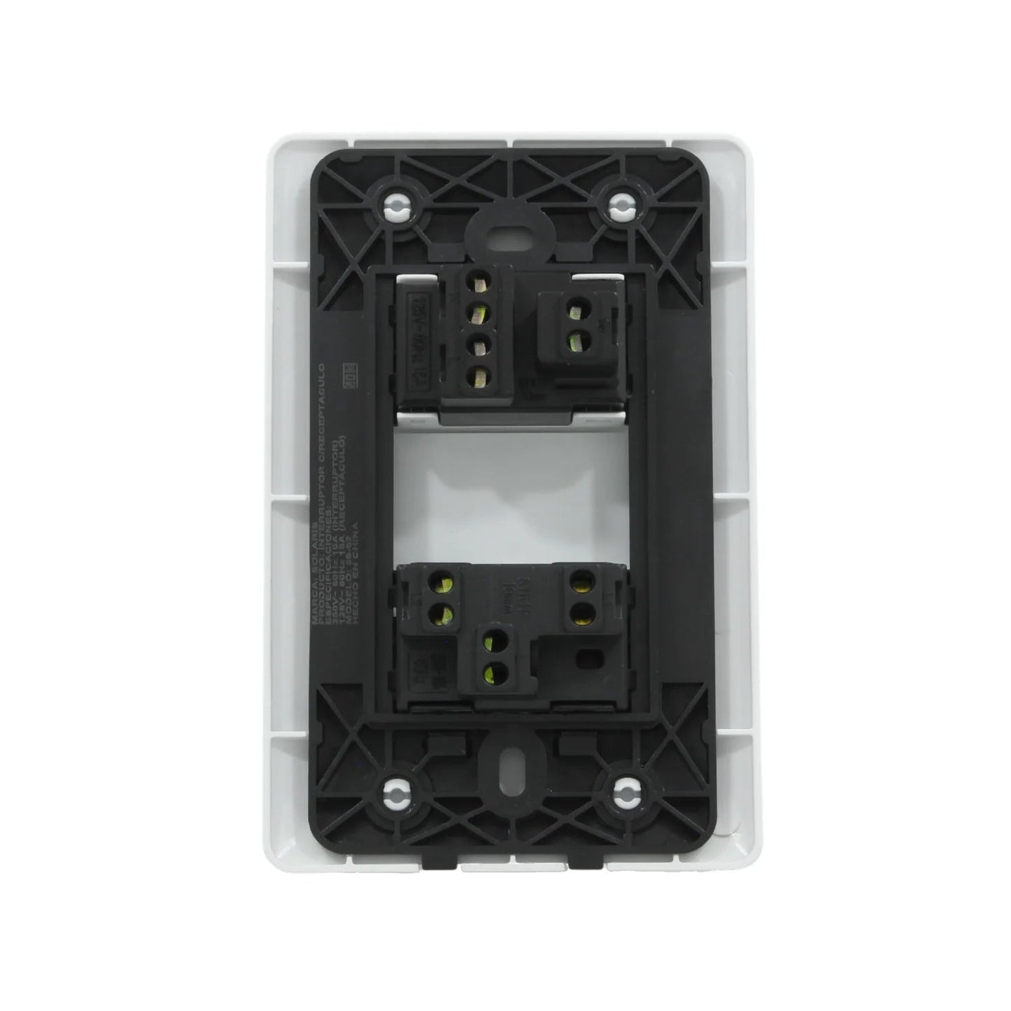 Placa eléctrica blanca Solaris con 1 apagador de escalera y 1 contacto 15A