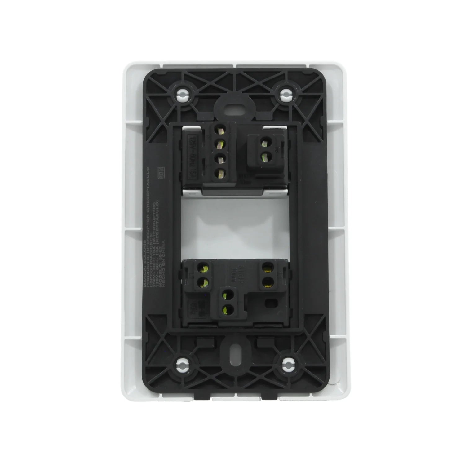 Placa eléctrica blanca Solaris con 1 apagador de escalera y 1 contacto 15A