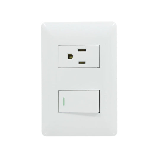 Placa 1 apagador escalera/1 contacto blanca Solaris ECO-62-BC