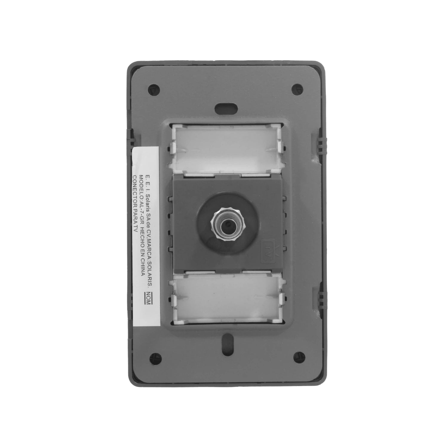 Placa de pared gris Solaris con 1 entrada para cable coaxial de TV, modelo AL-7-GR.
